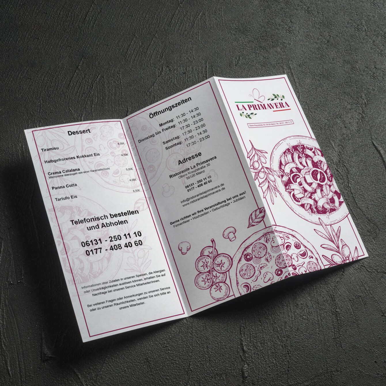 LA PRIMAVERA SPEISEKARTE